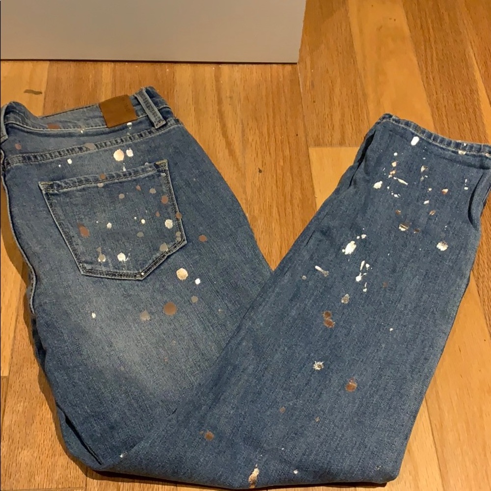 Level 99 Metallic Splatter Boyfriend Jean